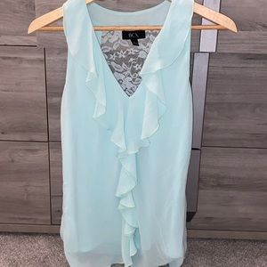 BCX Baby Blue Lace Back Blouse